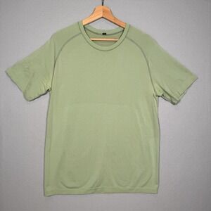 Lululemon Metal Vent Tech Shirt Mens L Green Stretch Movement is Medicine Gym